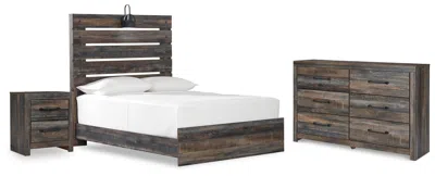 Ashley Drystan Full Panel Bed With Dresser And Nightstand In Multi