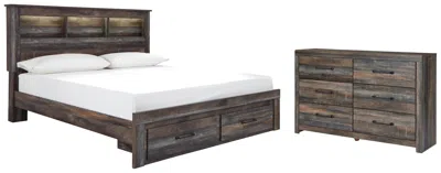 Ashley Drystan King Bookcase Bed With 2 Storage Drawers Dresser In Multi