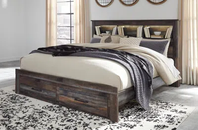 Ashley Drystan King Bookcase Bed With 2 Storage Drawers In Multi