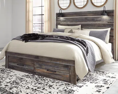 Ashley Drystan King Panel Storage Bed With 2 Drawers In Multi
