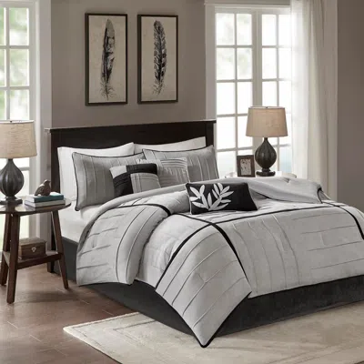 Ashley Dune Queen 7 Piece Comforter Set In Gray