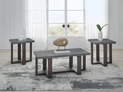 Ashley Dynnford Table (set Of 3) In Gray/brown