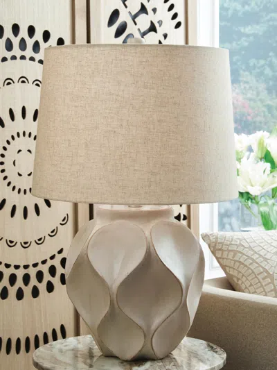 Ashley Edselham Table Lamp In Distressed Cream