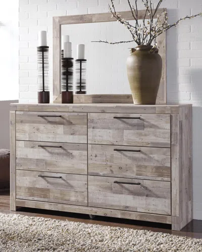 Ashley Effie 6 Drawer Dresser And Mirror In Whitewash