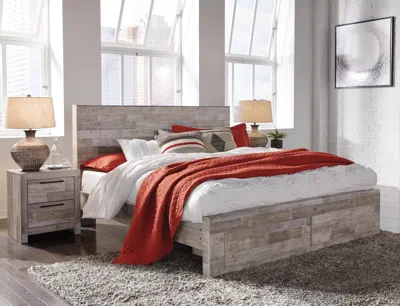 Ashley Effie King Panel Bed With 2 Storage Drawers In Whitewash