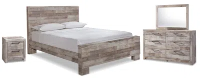 Ashley Effie Queen Panel Bed With Mirrored Dresser And Nightstand In Whitewash