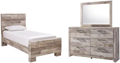 Ashley Effie Twin Panel Bed With Mirrored Dresser In Whitewash