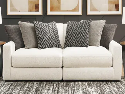 Ashley Elissa Court 2-piece Next-gen Nuvella™ Performance Fabric Modular Loveseat In Vanilla