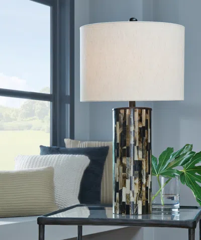 Ashley Ellford Table Lamp In Black/brown/cream