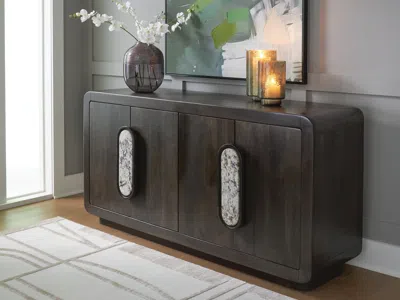 Ashley Elliston Accent Cabinet In Espresso Brown