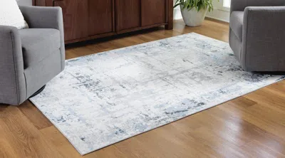 Ashley Emertonly 5' X 7' Washable Rug In Blue/white/gray