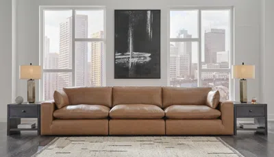 Ashley Emilia 3-piece Leather Modular Sofa Leather In Caramel