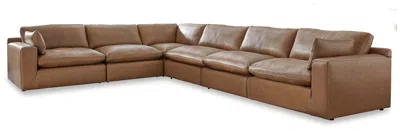 Ashley Emilia 6-piece Leather Sectional Leather In Caramel