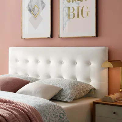 Ashley Emily Biscuit Tufted Velvet Headboard In White