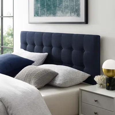 Ashley Emily Queen Upholstered Headboard In Navy