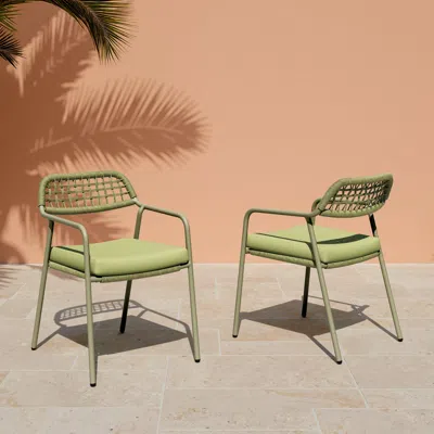 Ashley Erika Home Zuo Rio Outdoor Dining Chair (set Of 2) In Green