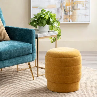 Ashley Evolution Stylish Round Ottoman With Storage In Yellow