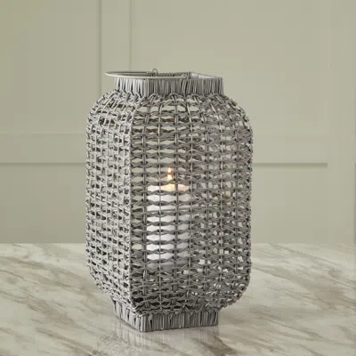 Ashley Evonne Large Indoor/outdoor Lantern In Antique Gray