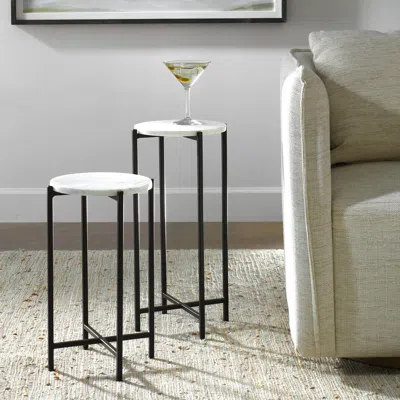 Ashley Exalted Living Accent Table (set Of 2) In White