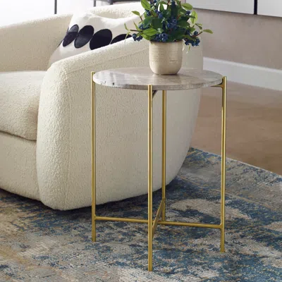 Ashley Exalted Living Round Accent Table In Gray
