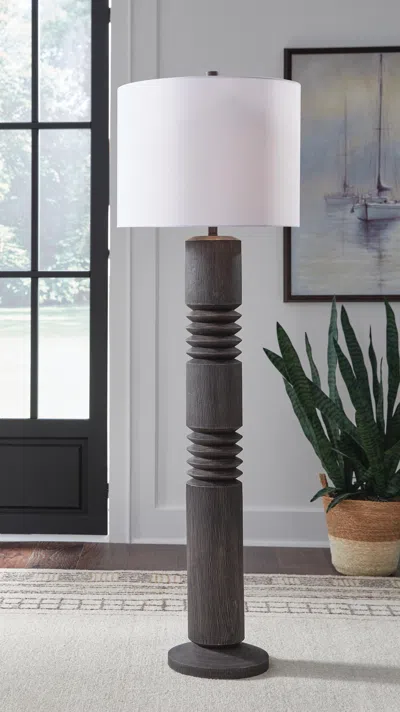Ashley Fainwell Floor Lamp In Distressed Black