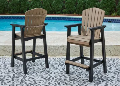 Ashley Fairen Trail Outdoor Barstool (set Of 2) In Black/driftwood