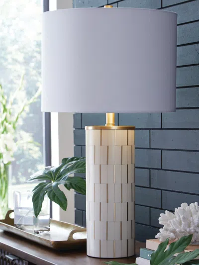 Ashley Faridworth Table Lamp In White/gold Finish