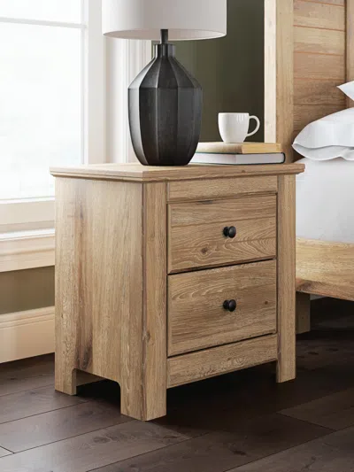 Ashley Fenderport 25" 2 Drawer Charging Nightstand In Tan