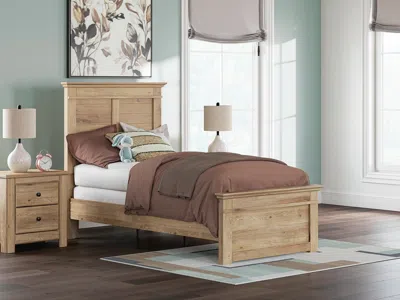 Ashley Fenderport Twin Panel Bed In Tan