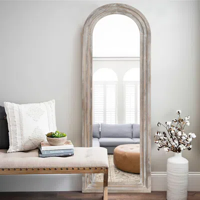 Ashley Feronia 21" X 64" Full Length Arched Floor Mirror In Weathered White
