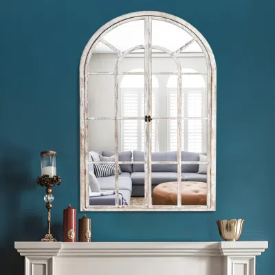 Ashley Feronia 24" X 36" Arched Wall Mirror In Weathered White