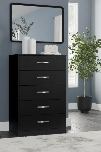 Ashley Finch 5 Drawer Chest Of Drawers In Black