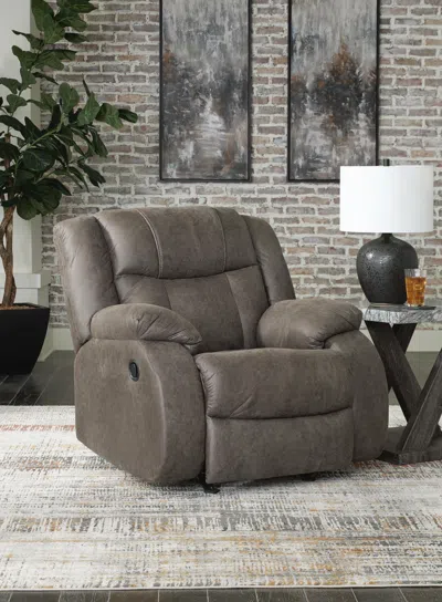Ashley First Base Manual Recliner In Gunmetal