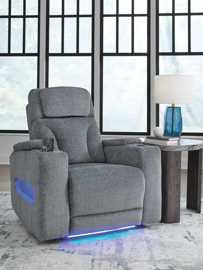Ashley Forest Lake Next-gen Nuvella™ Performance Fabric Dual Power Recliner In Steel