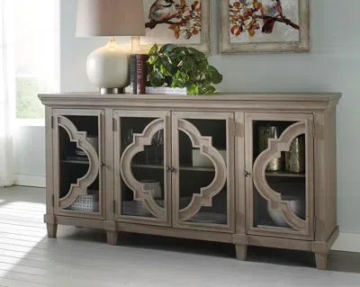 Ashley Fossil Ridge Accent Cabinet With Quatrefoil Pattern In Gray