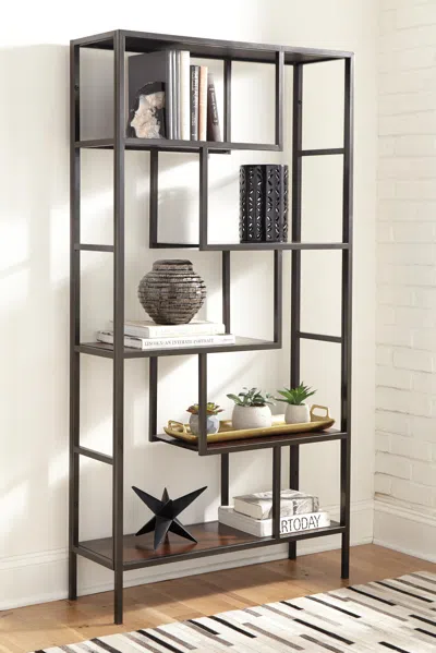 Ashley Frankwell 70" Bookcase In Brown/black