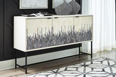 Ashley Freyton Accent Cabinet In White/gray