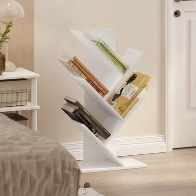 Ashley Furinno 30" Tree Bookshelf In White