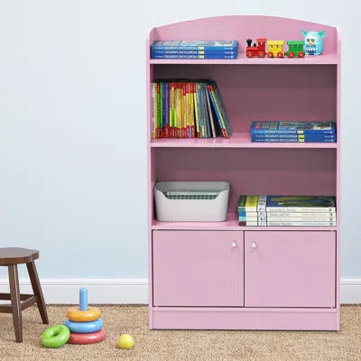 Ashley Furinno Lova Bookshelf With Storage Cabinet In Pink
