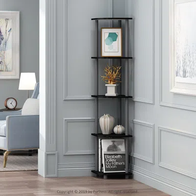 Ashley Furinno Turn-n-tube 5 Tier Corner Display Rack Multipurpose Shelving Unit In Black/gray