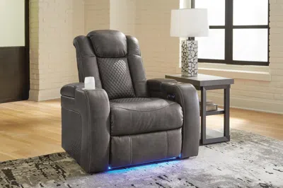 Ashley Fyne-dyme Dual Power Recliner In Shadow
