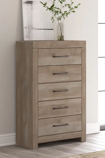 Ashley Gachester 5 Drawer Chest Of Drawers In Tan