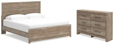 Ashley Gachester King Panel Bed With Dresser In Tan