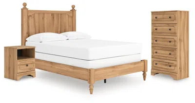 Ashley Galletyn Full Panel Bed With Chest And Nightstand In Warm Brown