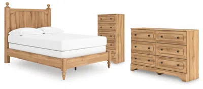 Ashley Galletyn Full Panel Bed With Dresser And Chest In Warm Brown
