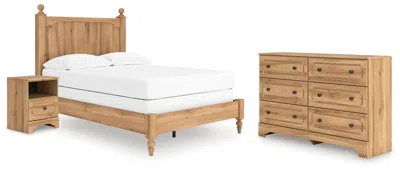 Ashley Galletyn Full Panel Bed With Dresser And Nightstand In Warm Brown