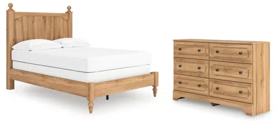 Ashley Galletyn Full Panel Bed With Dresser In Warm Brown