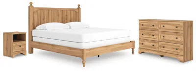 Ashley Galletyn King Panel Bed With Dresser And Nightstand In Warm Brown