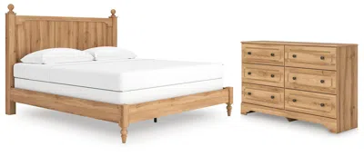Ashley Galletyn King Panel Bed With Dresser In Warm Brown