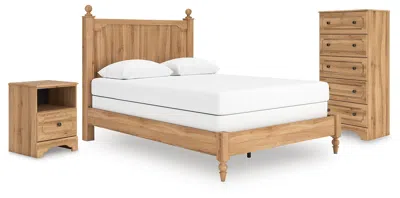 Ashley Galletyn Queen Panel Bed With Chest And Nightstand In Warm Brown